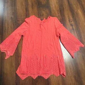 Adrianna Papell Coral Lace Sleeve Blouse